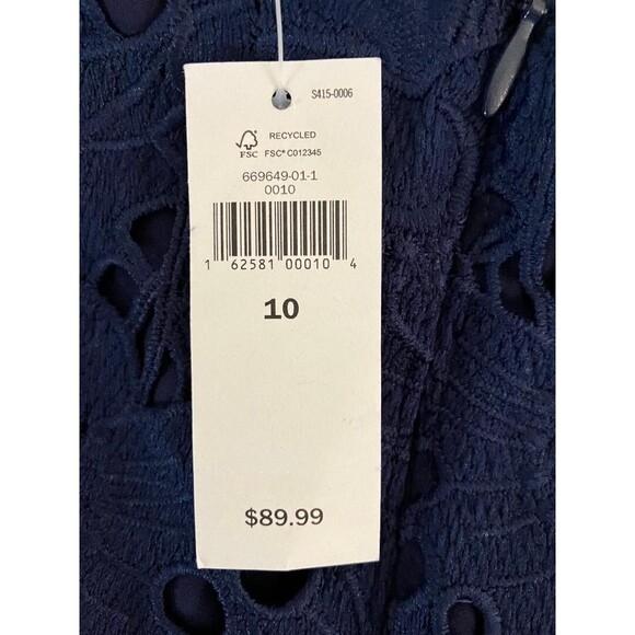 New Banana Republic Women's Skirt Size 10 Navy Lace Crochet Lined - Picture 4 of 7